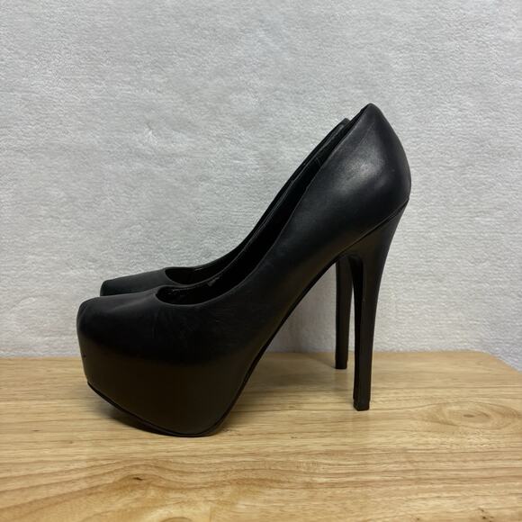 Steve Madden Deja Vu Black Platform Ultra High Stiletto Pumps Size 7.5 - Picture 11 of 11